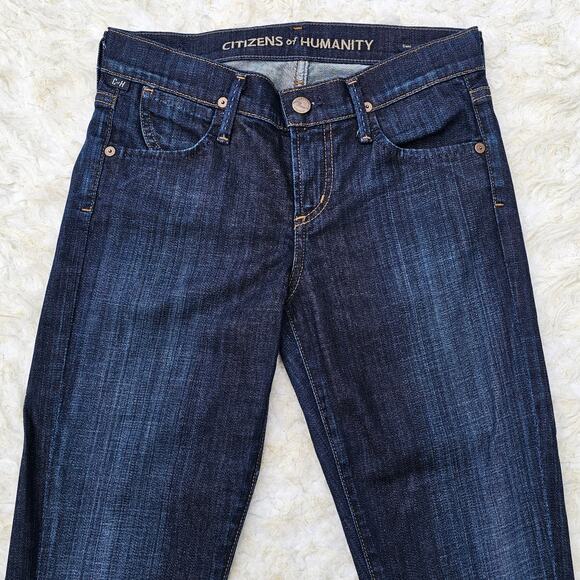 Cuffed Crop Straight Jeans CoH Citizens Humanity Dani Size 24 Dark Stretch Denim - Picture 3 of 9